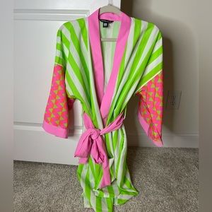 Pink and Green Silk Robe